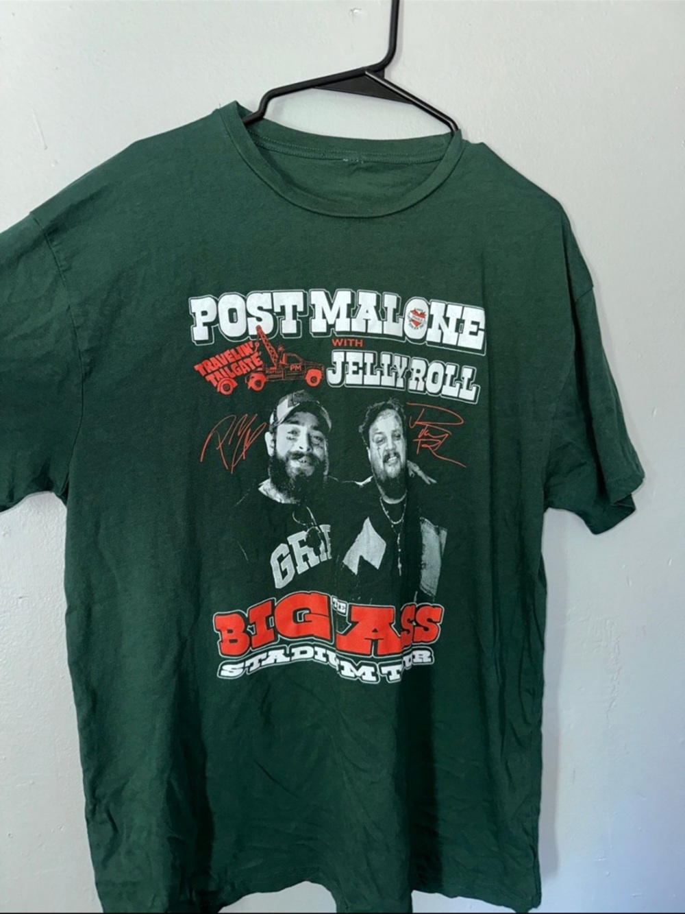 Post Malone with Jelly Roll "Big Ass" Tour T-Shirt - Dark Green - Picture 2 of 3
